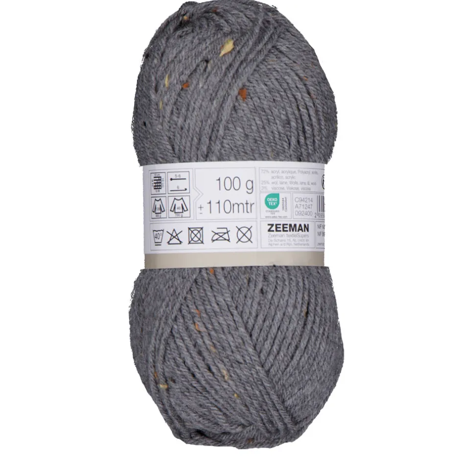 Zeeman Tweed Breigaren - Grijs^ Hobby|Breigaren