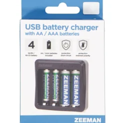 Zeeman USB-batterijlader - Zwart^ Elektronica